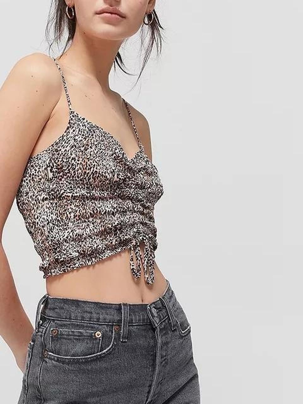 Urban Outfitters cheetah print leopard runched cropped tank top